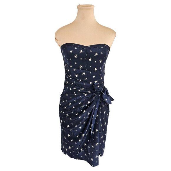 Club Monaco Harper Navy Blue with White Ditsy Flower Sleeveless Dress Sz 6 - Picture 1 of 9